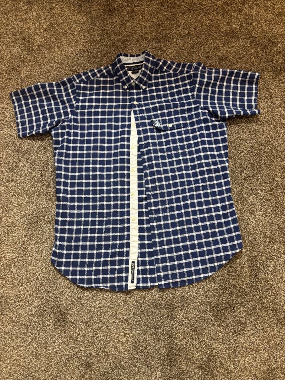 U.S. Polo Assn. Plaid Button-Down Shirt in Navy/White